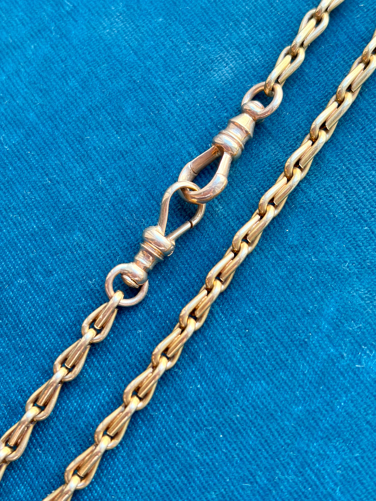 Antique French Barley Link 18k Gold 17" Watch Chain