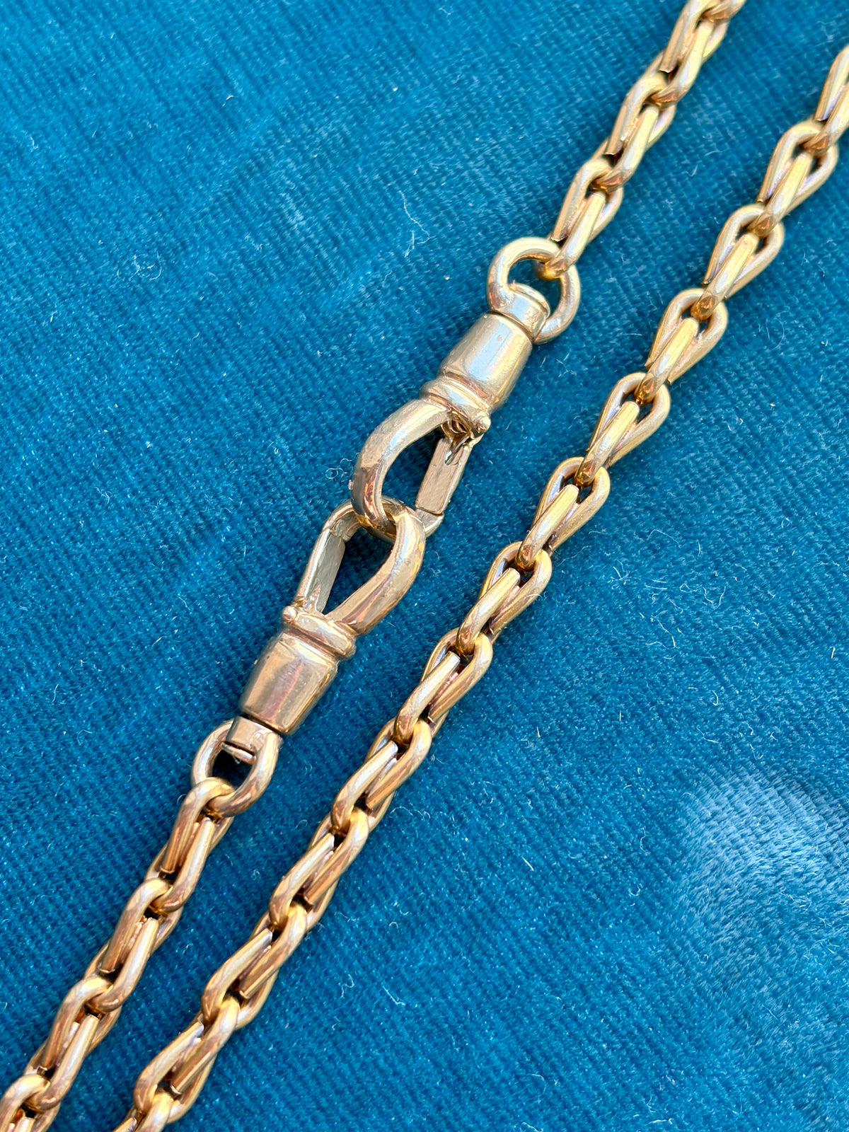 Antique French Barley Link 18k Gold 17.5" Watch Chain