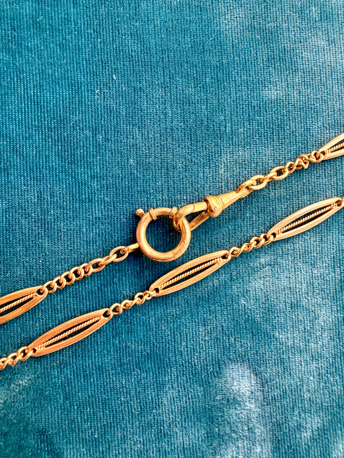 Antique French Filigree 18k Gold 19.5" Watch Chain