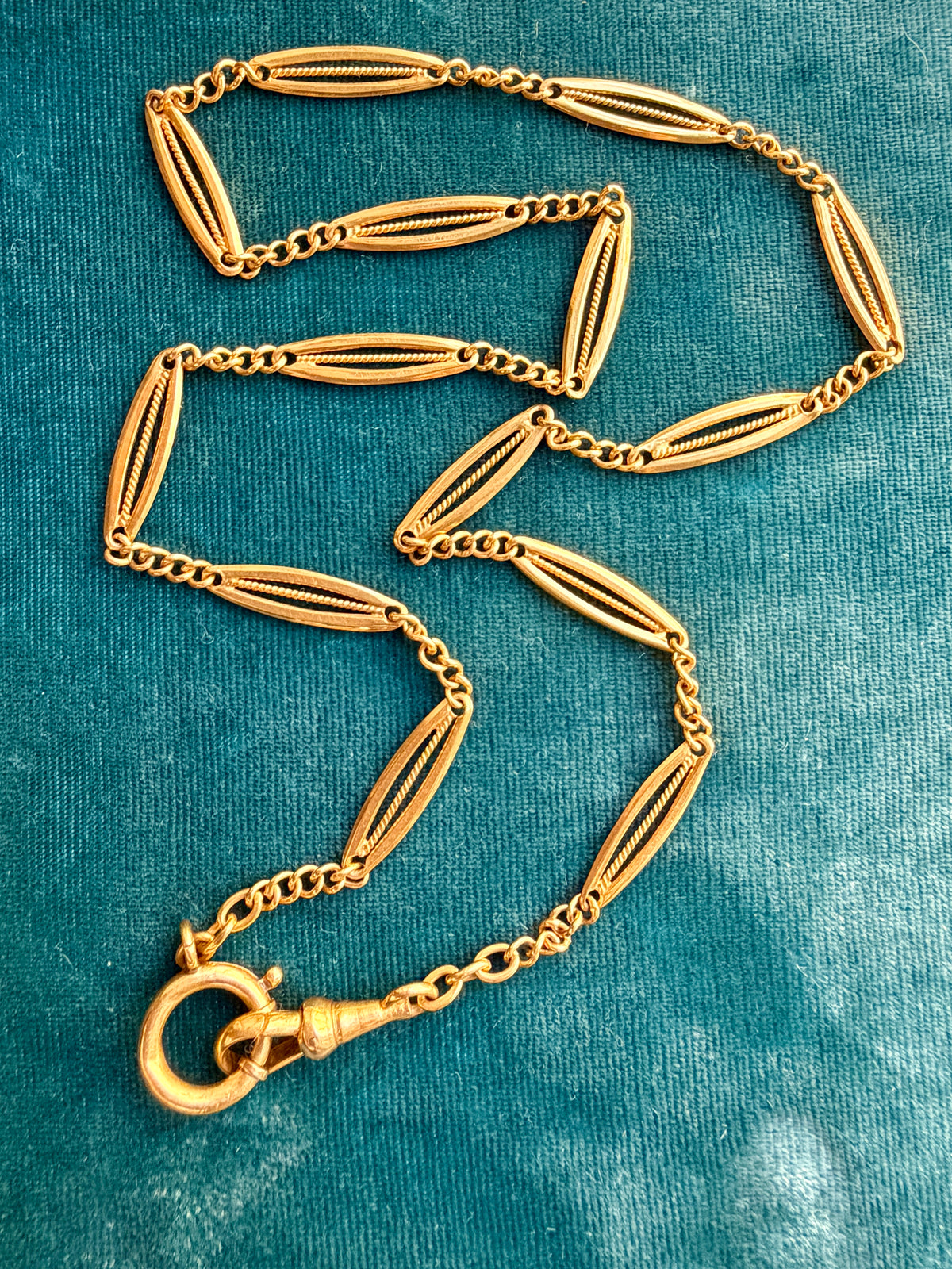 Antique French Filigree 18k Gold 19.5" Watch Chain