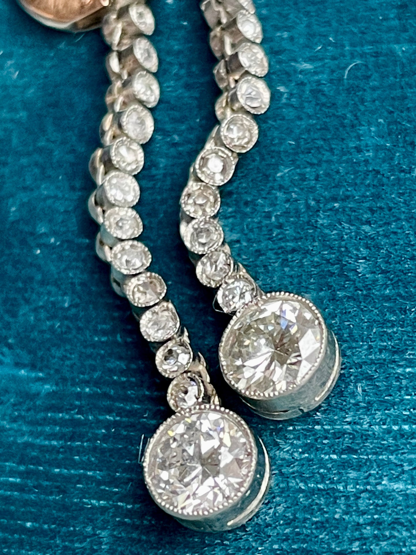 Art Deco French Dormeuse Diamond 18k Gold Earrings