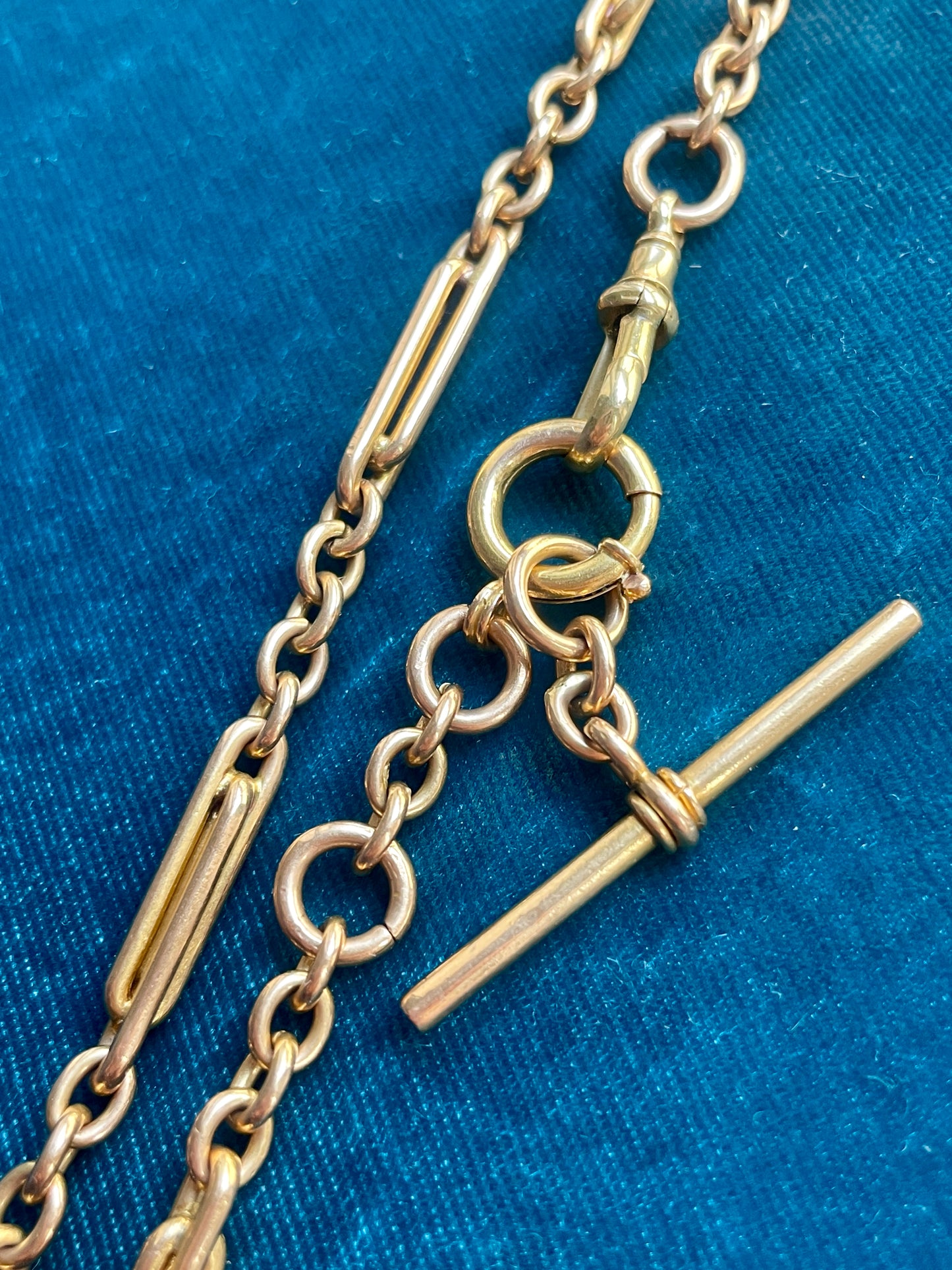 Antique Double Trombone Fancy Link 18k Gold 16" Albert Watch Chain