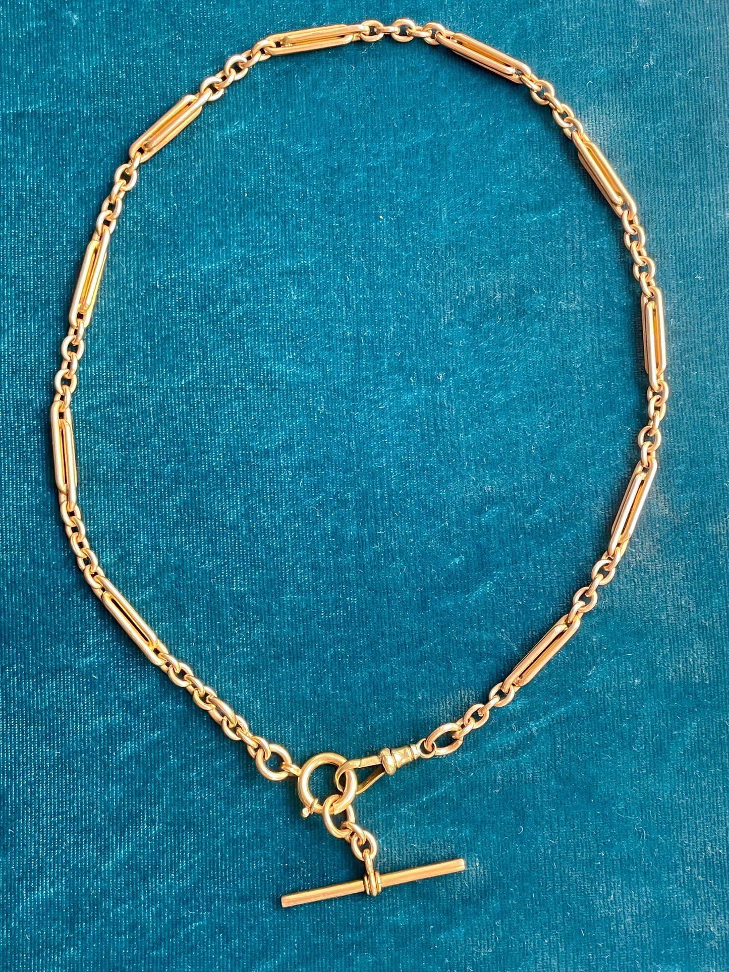 Antique Double Trombone Fancy Link 18k Gold 16" Albert Watch Chain