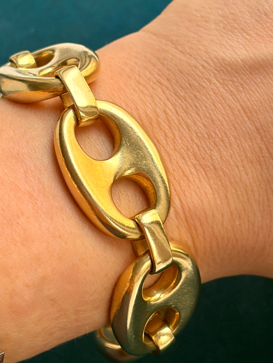 Chunky Italian Mariner Link 18k Gold Bracelet