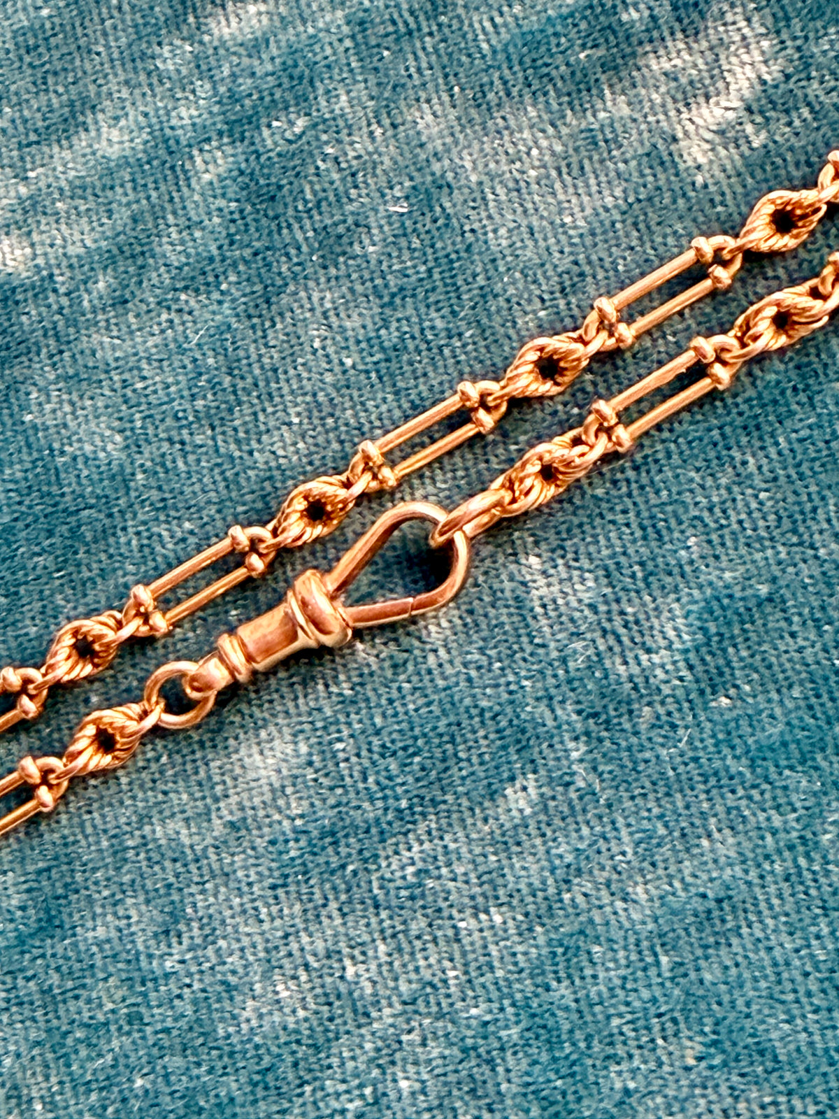 Antique Long Guard Fancy Trombone Link 28" 18k Gold Chain