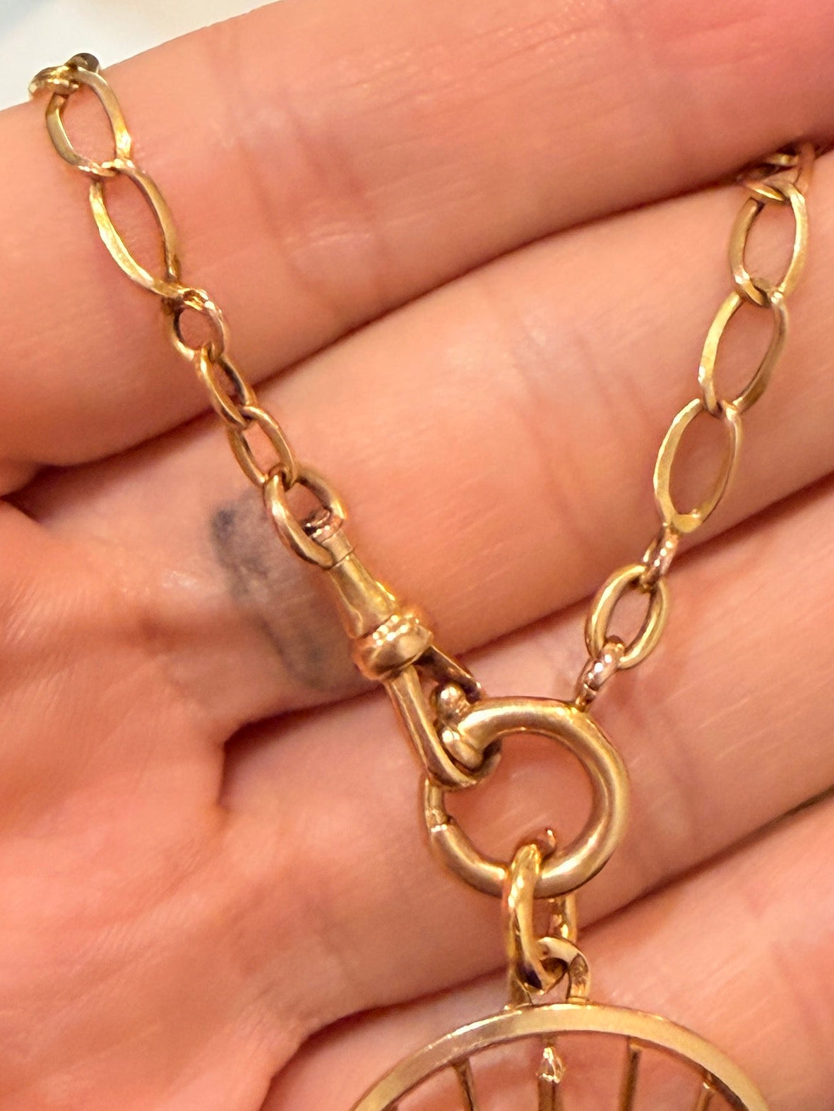 Oval Link 18k Gold Watch Chain