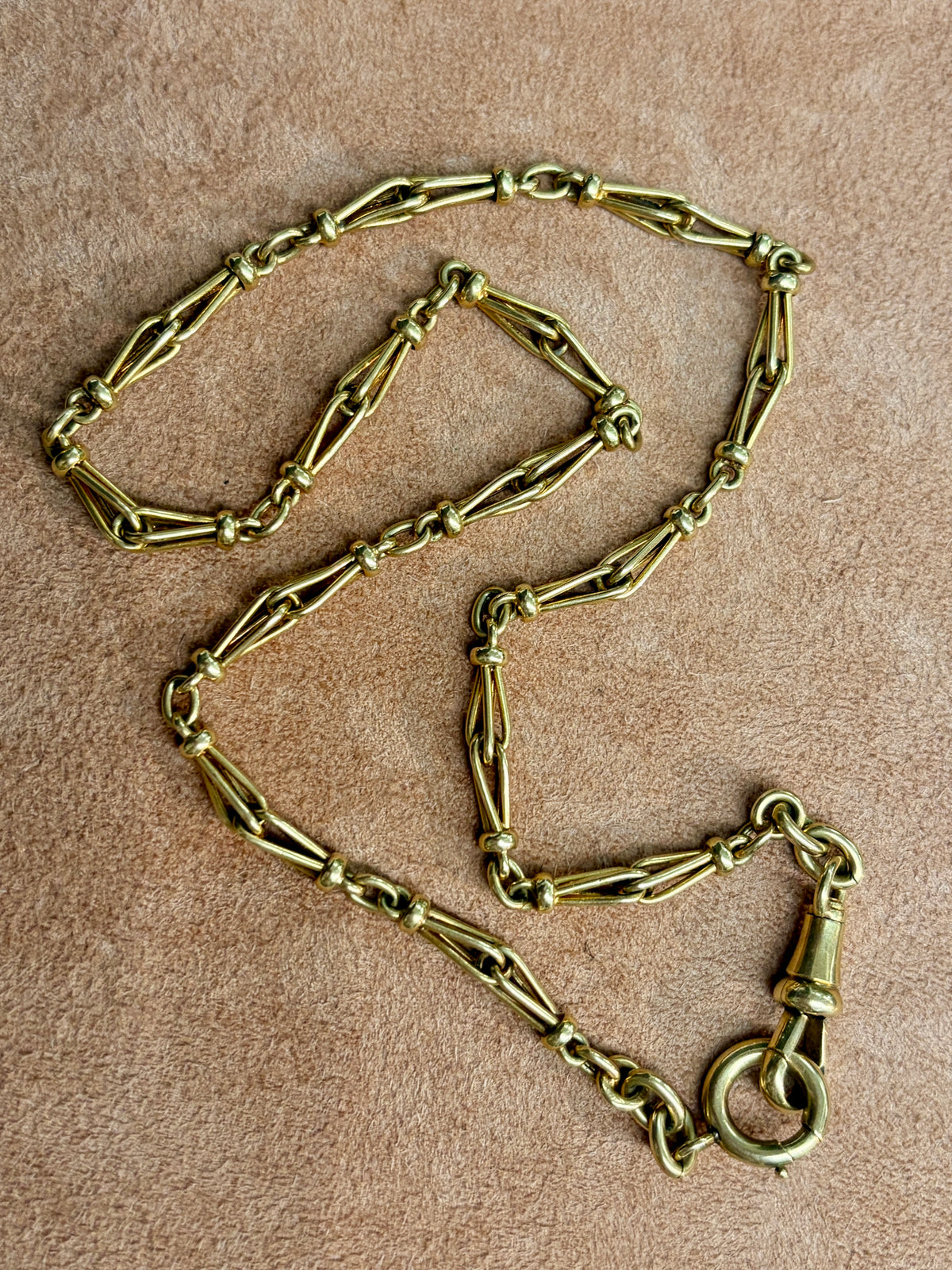 Antique French Birdcage Link 16" 18k Gold Watch Chain