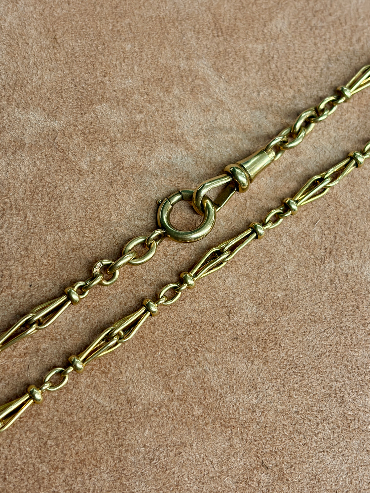 Antique French Birdcage Link 16" 18k Gold Watch Chain