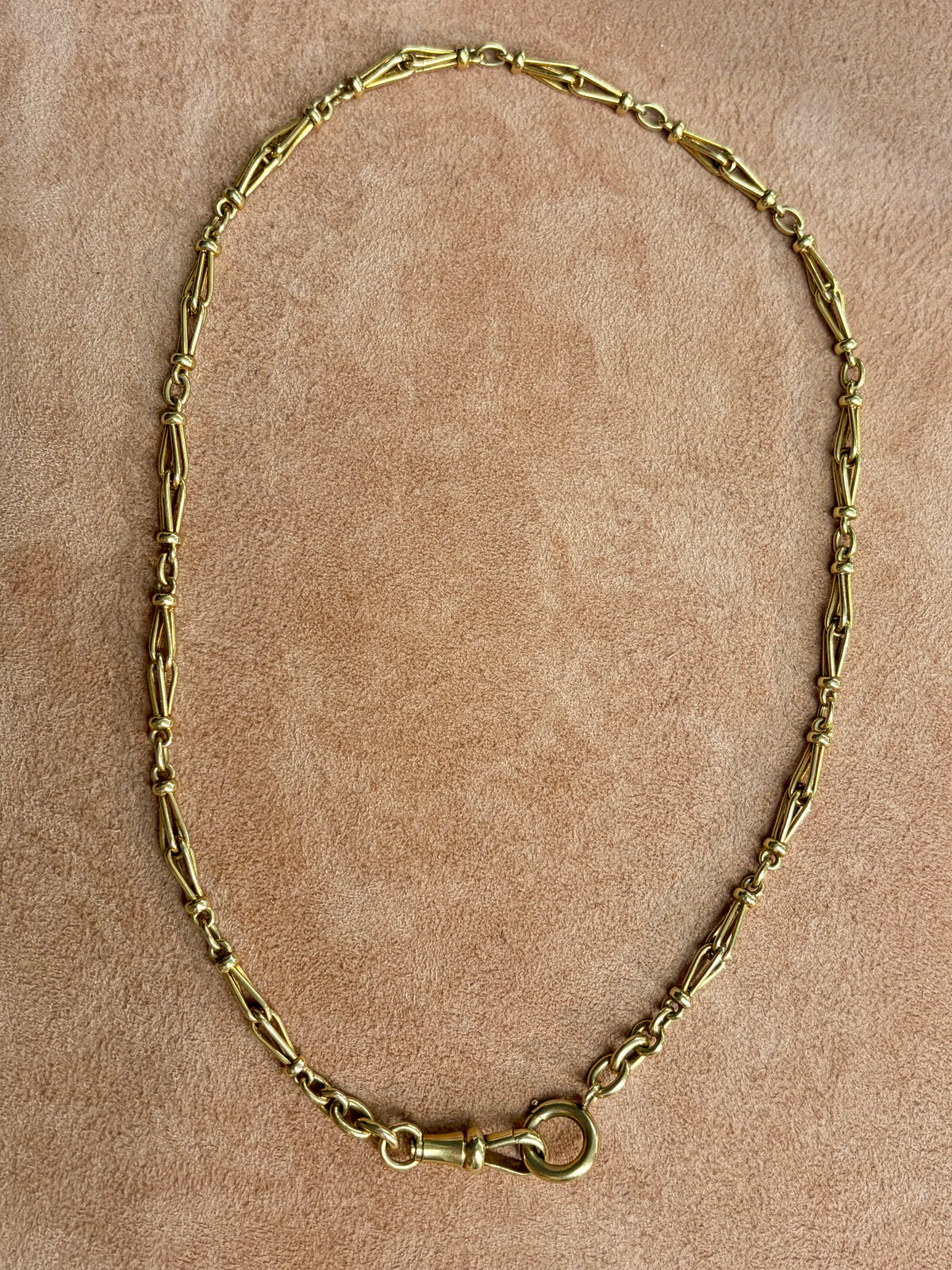 Antique French Birdcage Link 16" 18k Gold Watch Chain