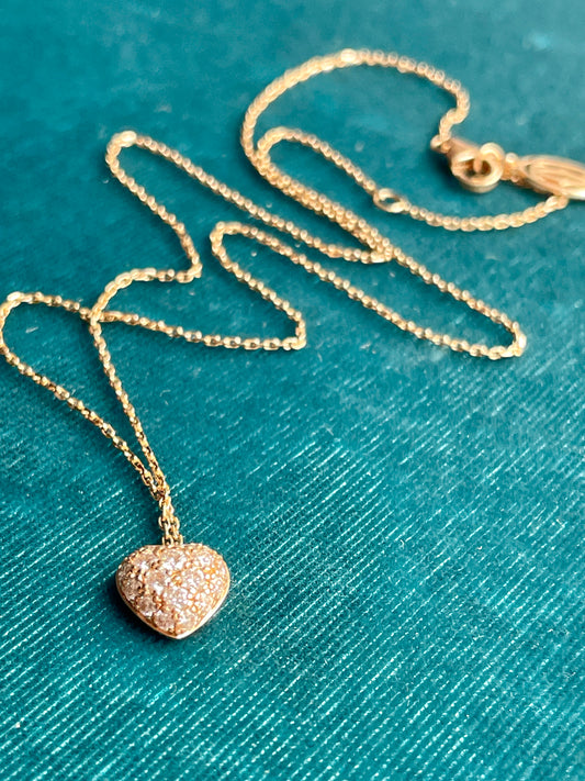 Cartier "C Heart of Cartier" Diamond Pave 18k Rose Gold Pendant Necklace