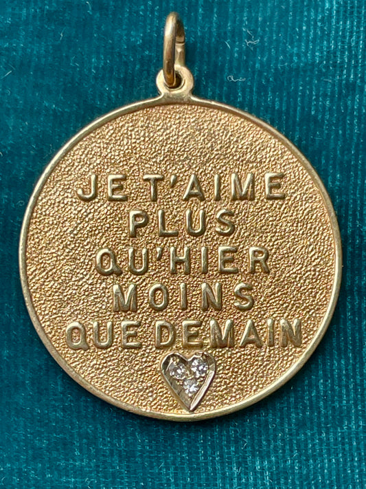 Mid-Century Merrin "Plus Qu'Hier" 14k Love Token