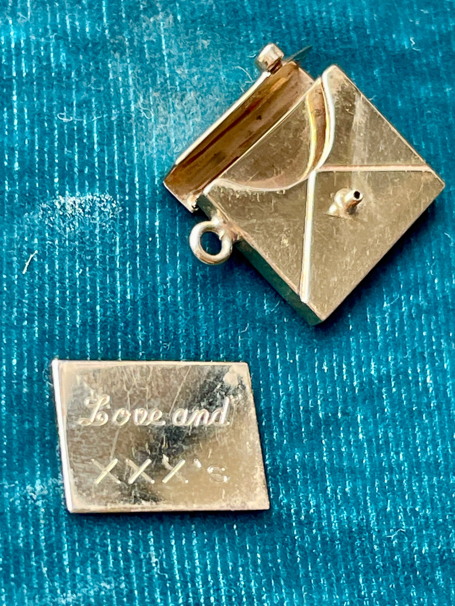 Hinged Envelope and Love Letter 14k Gold Pendant