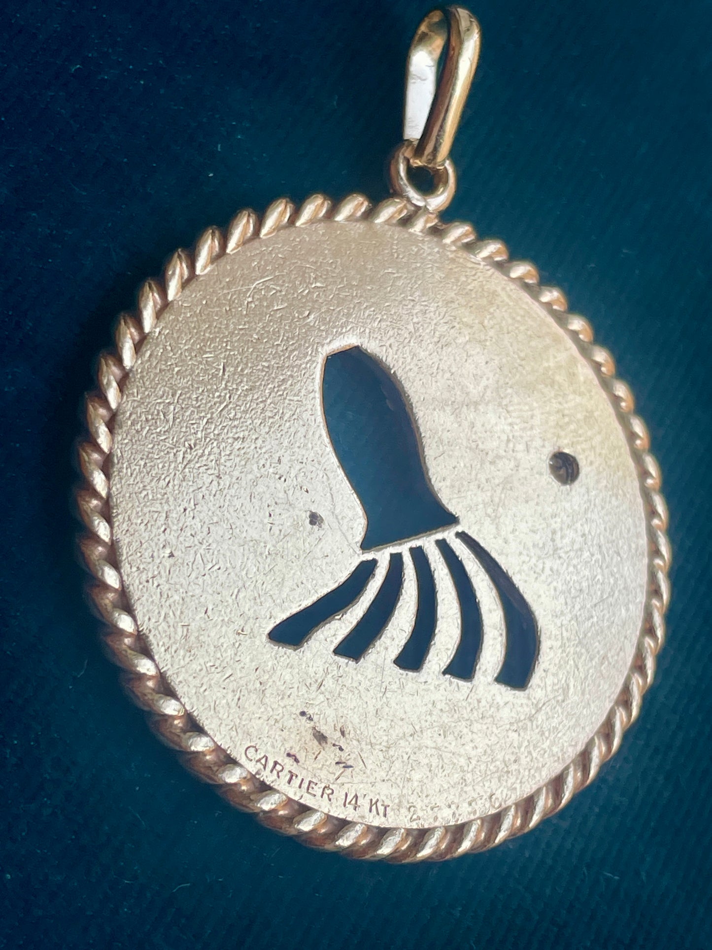 Cartier Aquarius Zodiac Diamond Accent 14k Gold Pendant