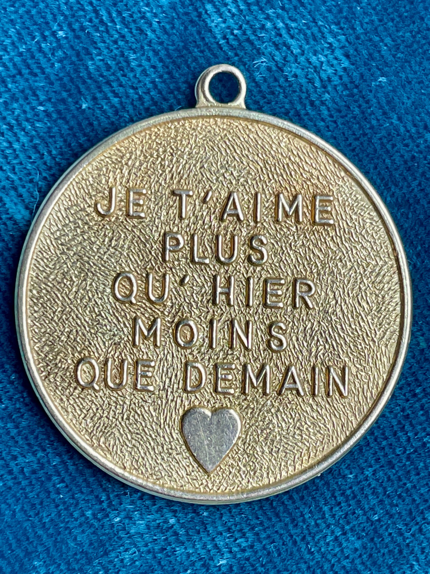 Mid-Century Merrin 14k Gold "Plus Qu'Hier" Love Token