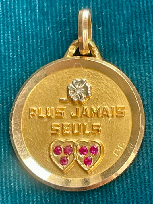 Paul Frey "Plus Jamais Seuls" 18k Gold Love Token Pendant