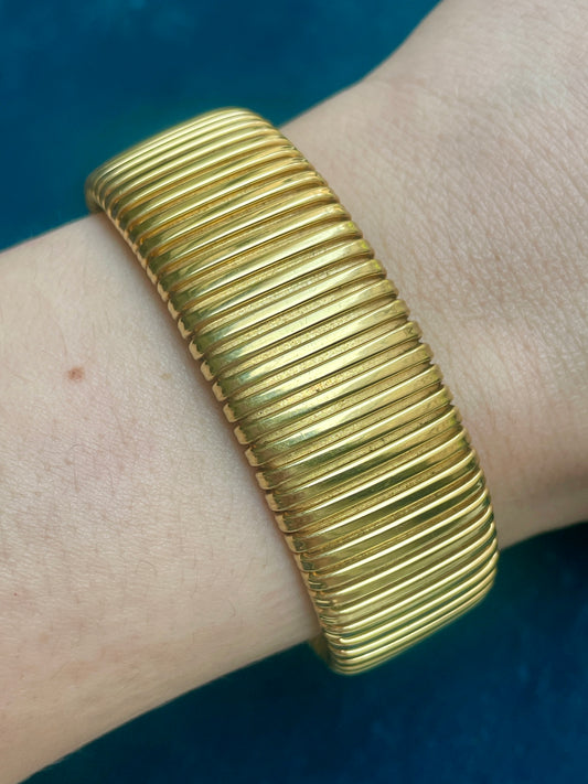 Bulgari Tubogas 18K Yellow Gold Cuff Bracelet