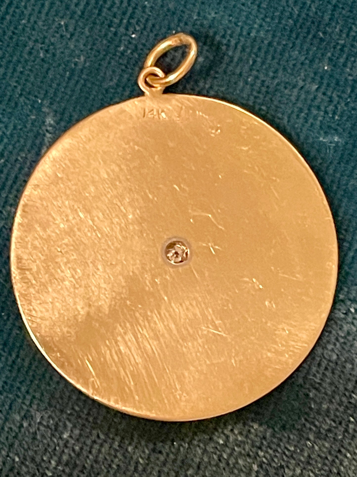 Merrin Mid-Century "Je T'Aime" Clock Diamond 14k Gold Pendant