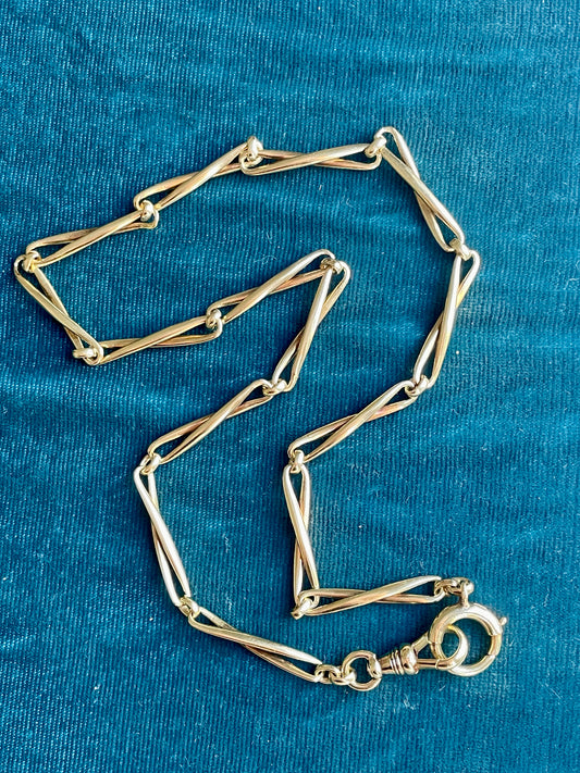 Victorian Infinity Link 14k Gold 16" Watch Chain