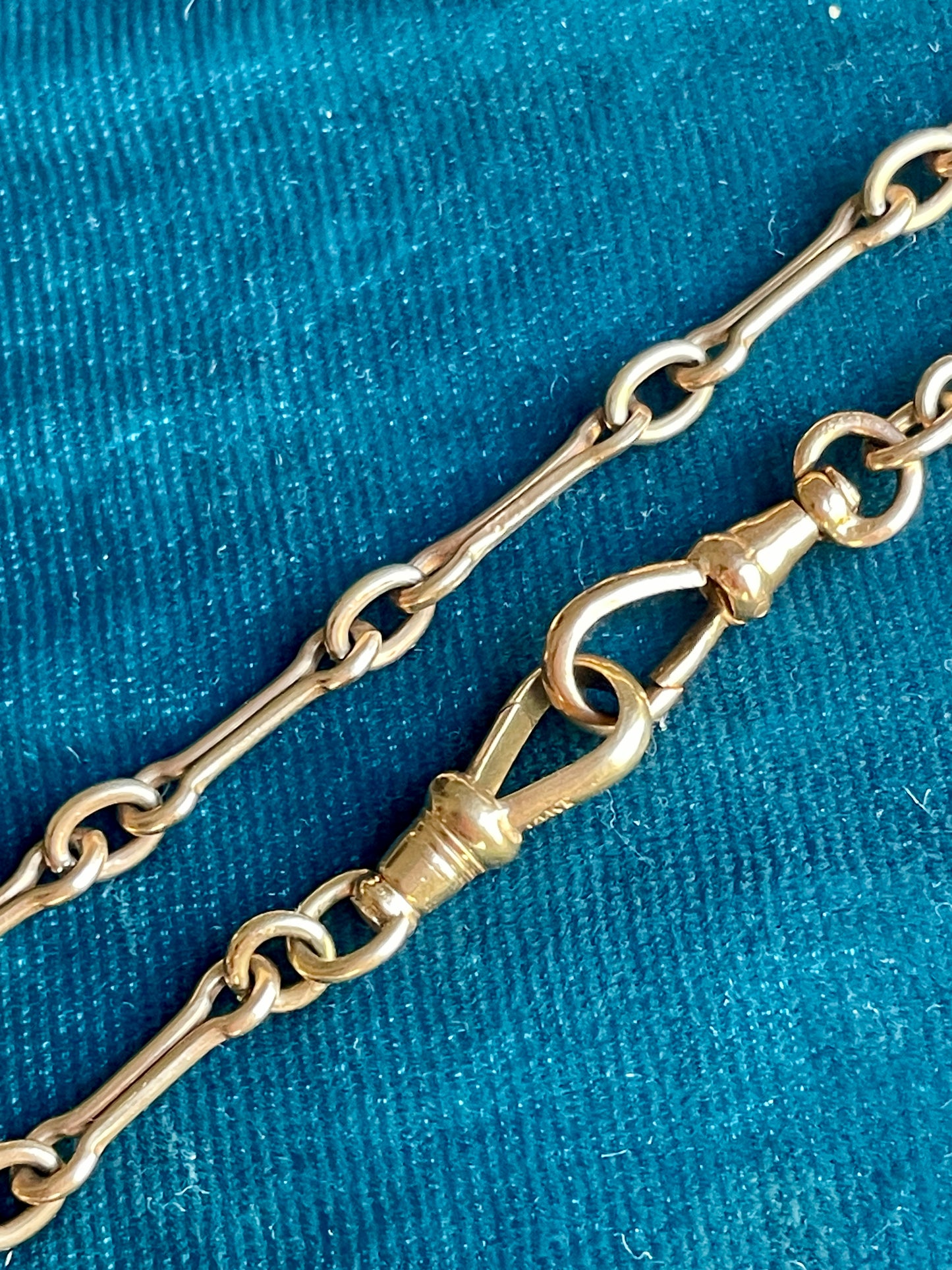 Antique Victorian Hourglass Bar Link 14k Gold 13.75"Watch Chain