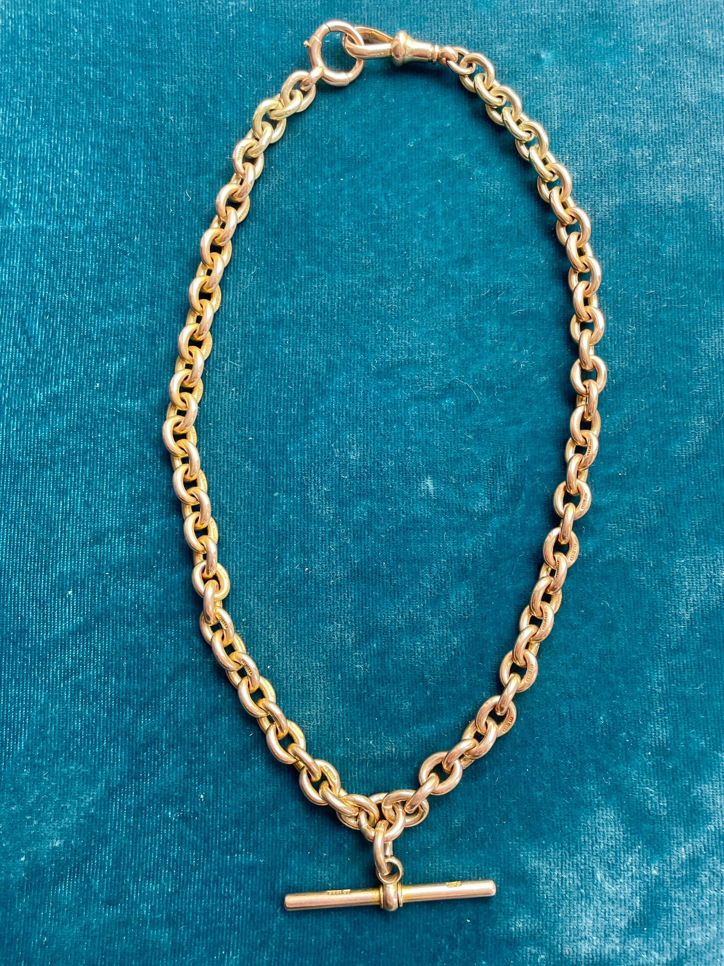 Antique Oval Curb Link 15k Gold 15" Albert Watch Chain