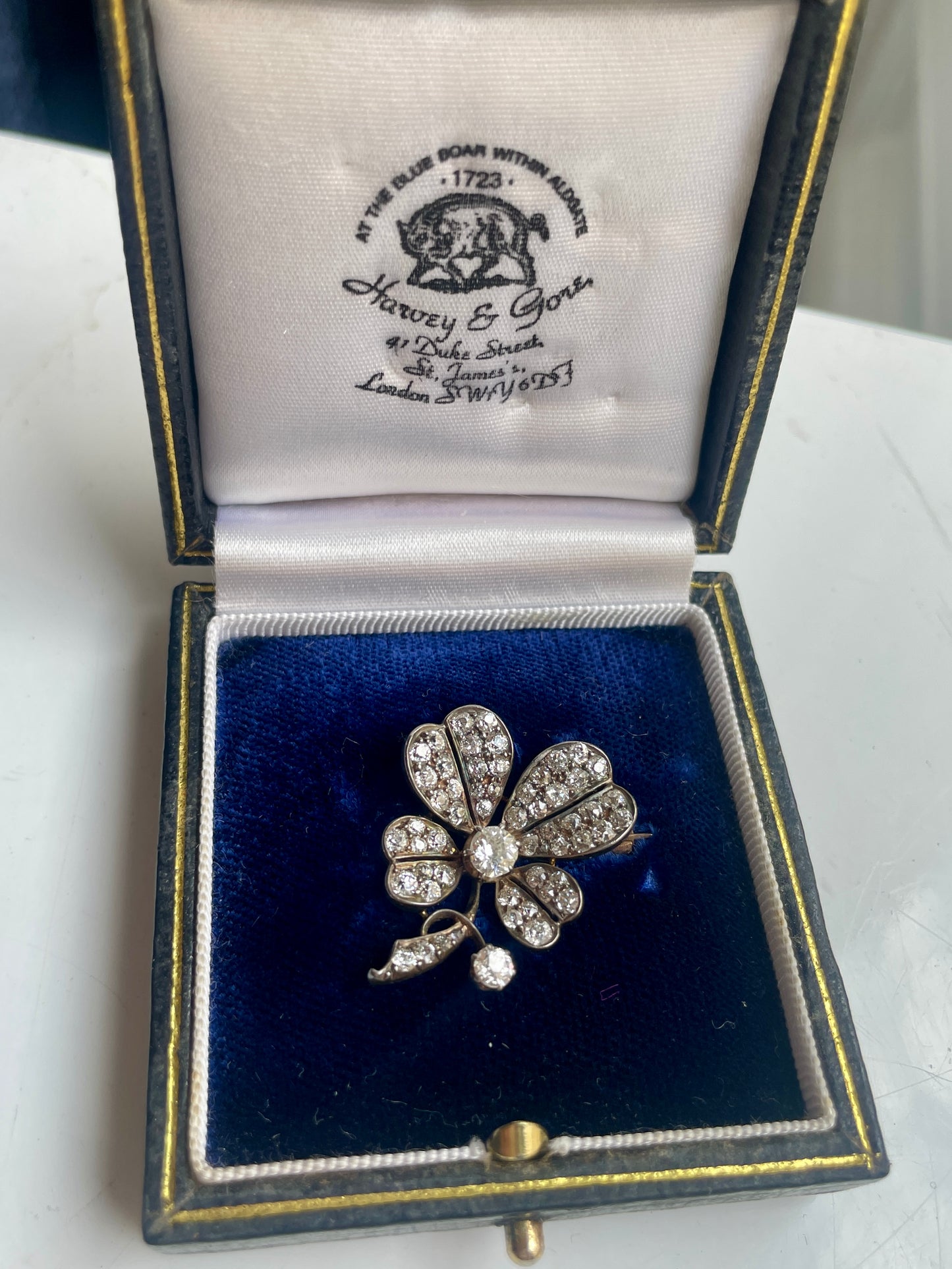 Antique Victorian Old Mine Cut Diamond Clover Brooch & Pendant