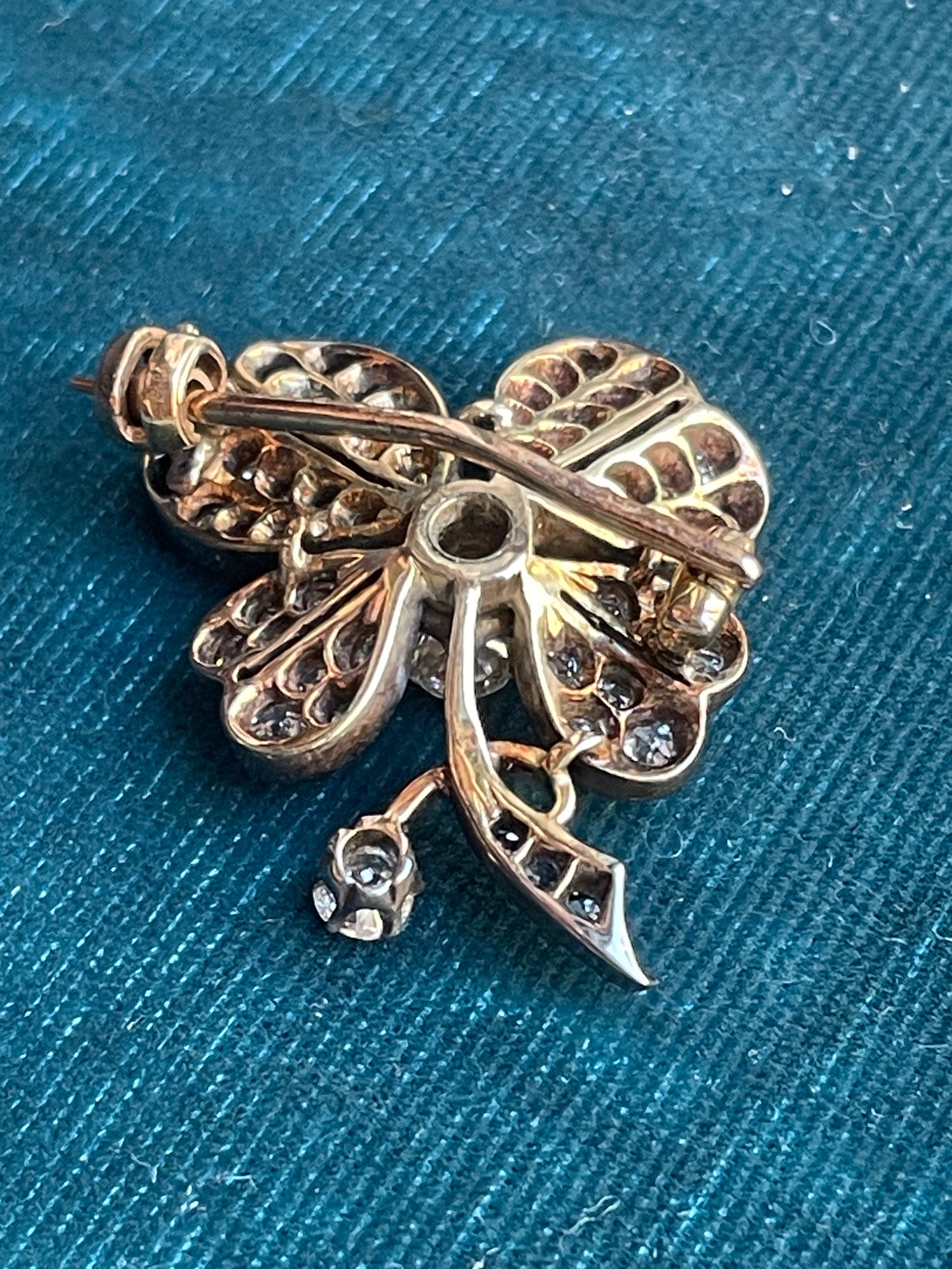 Antique Victorian Old Mine Cut Diamond Clover Brooch & Pendant