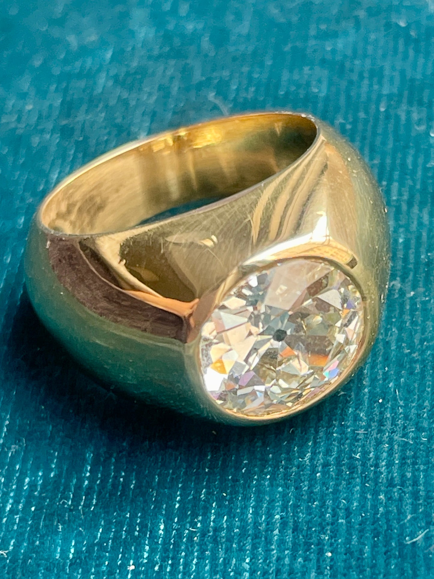 Portuguese Bezel Set Antique Diamond 19k Gold Ring
