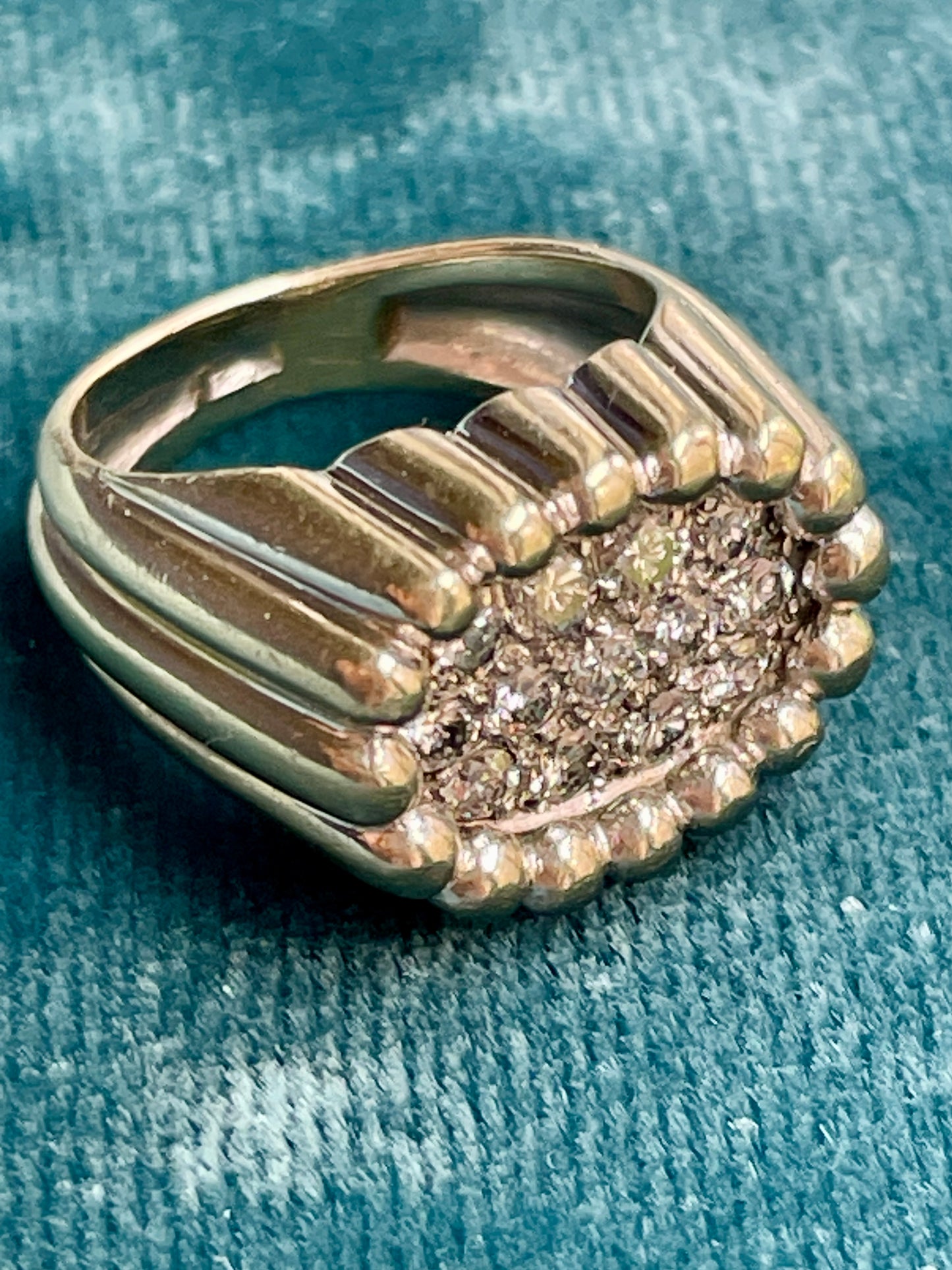 French "Tartelette" Diamond Pavé 18k White Gold Ring (likely VCA)