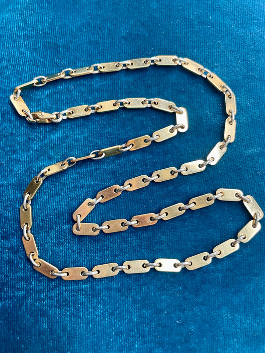 French Flat Bar and Oval Link 18k Gold 18" Chain