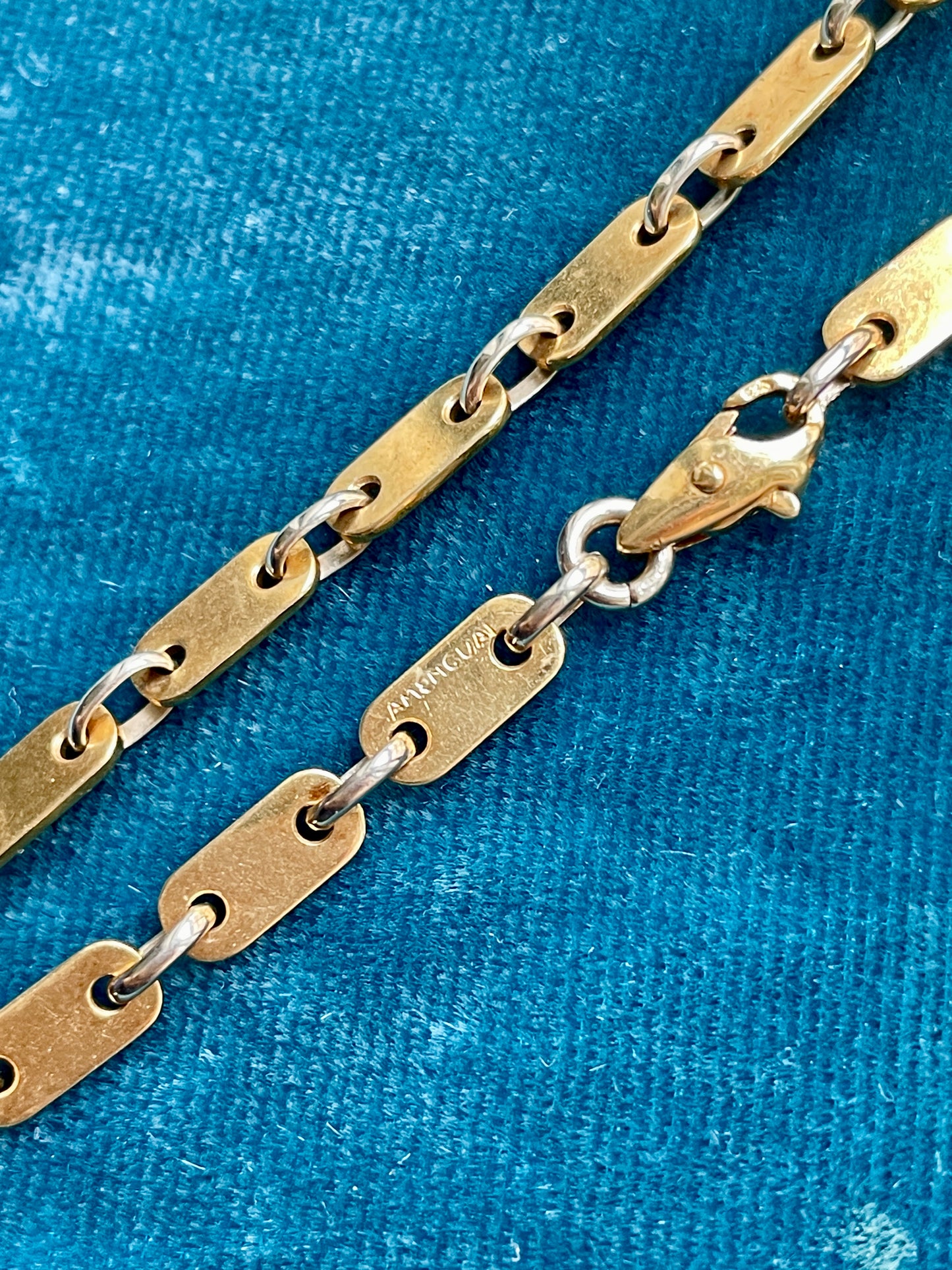 French Flat Bar and Oval Link 18k Gold 18" Chain