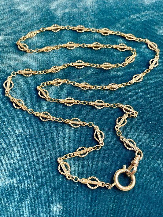 Antique Victorian Filigree 14k Gold 27" Chain