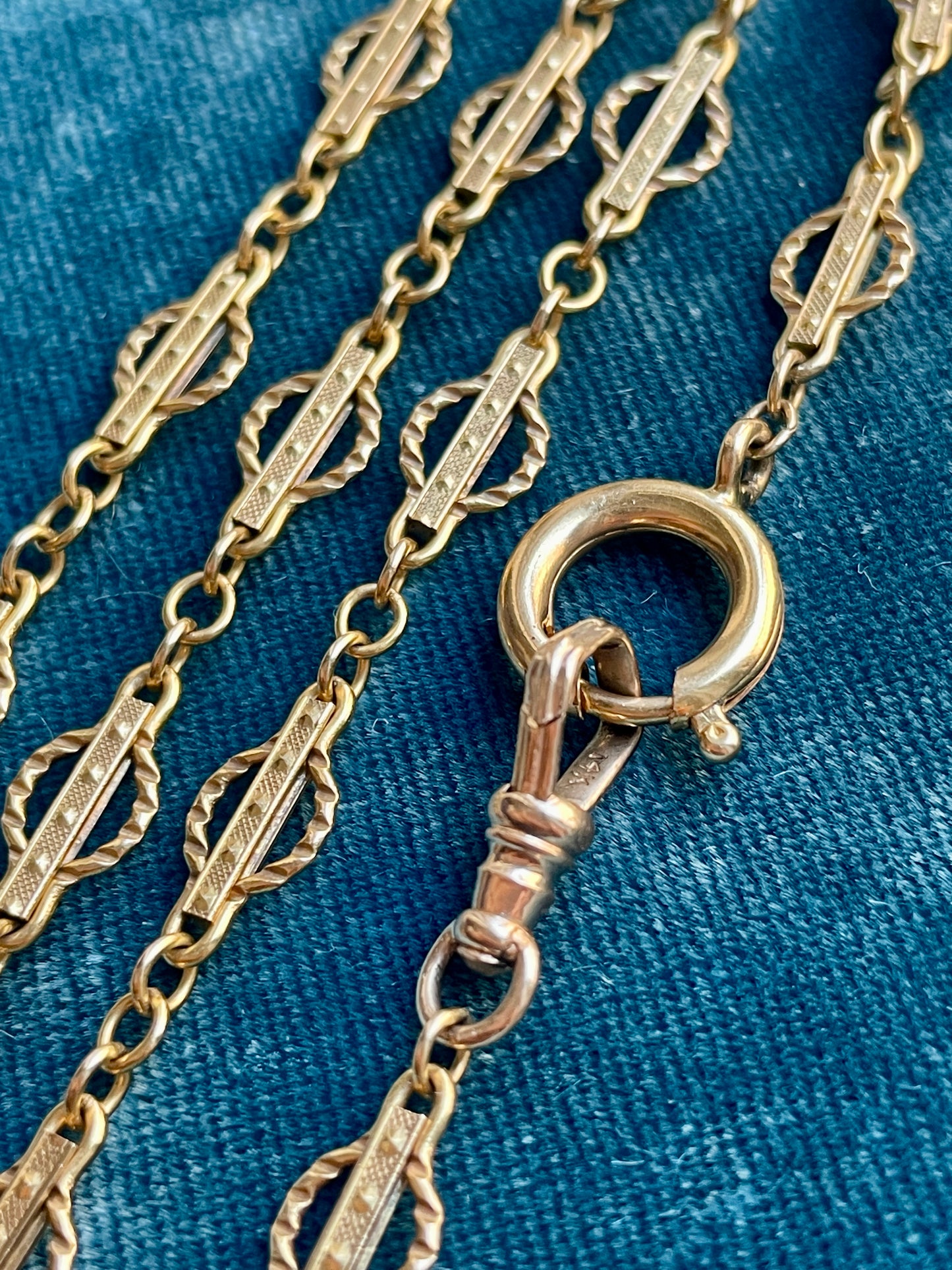 Antique Victorian Filigree 14k Gold 27" Chain