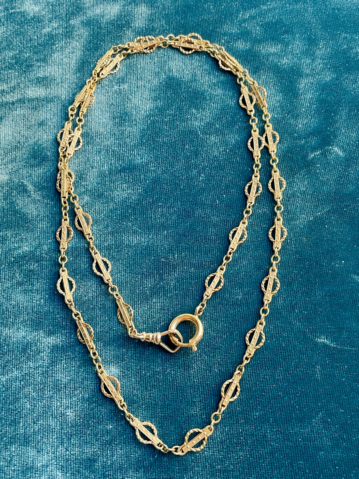 Antique Victorian Filigree 14k Gold 27" Chain