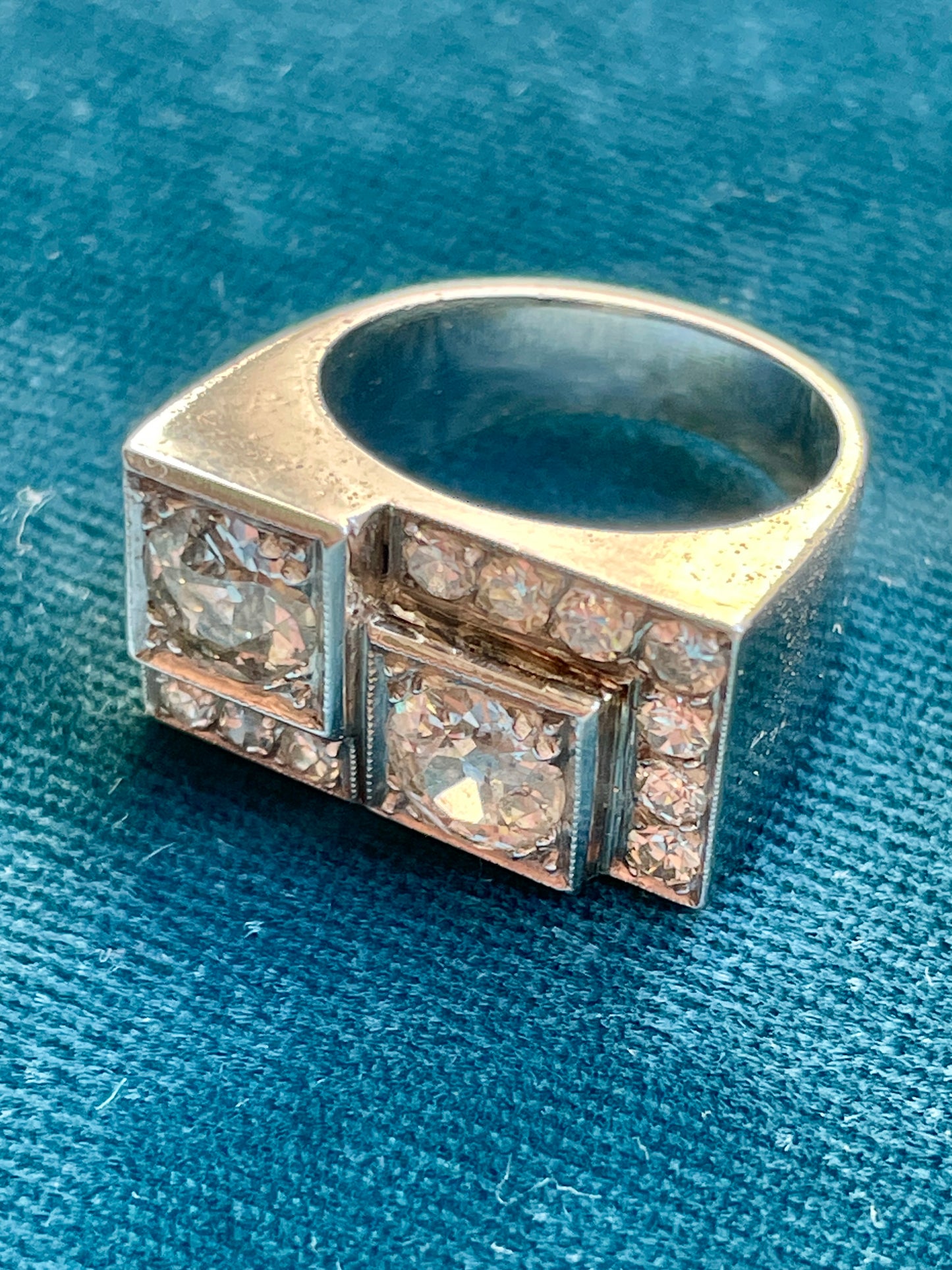 Antique Art Deco Platinum Asymmetrical Tank Ring