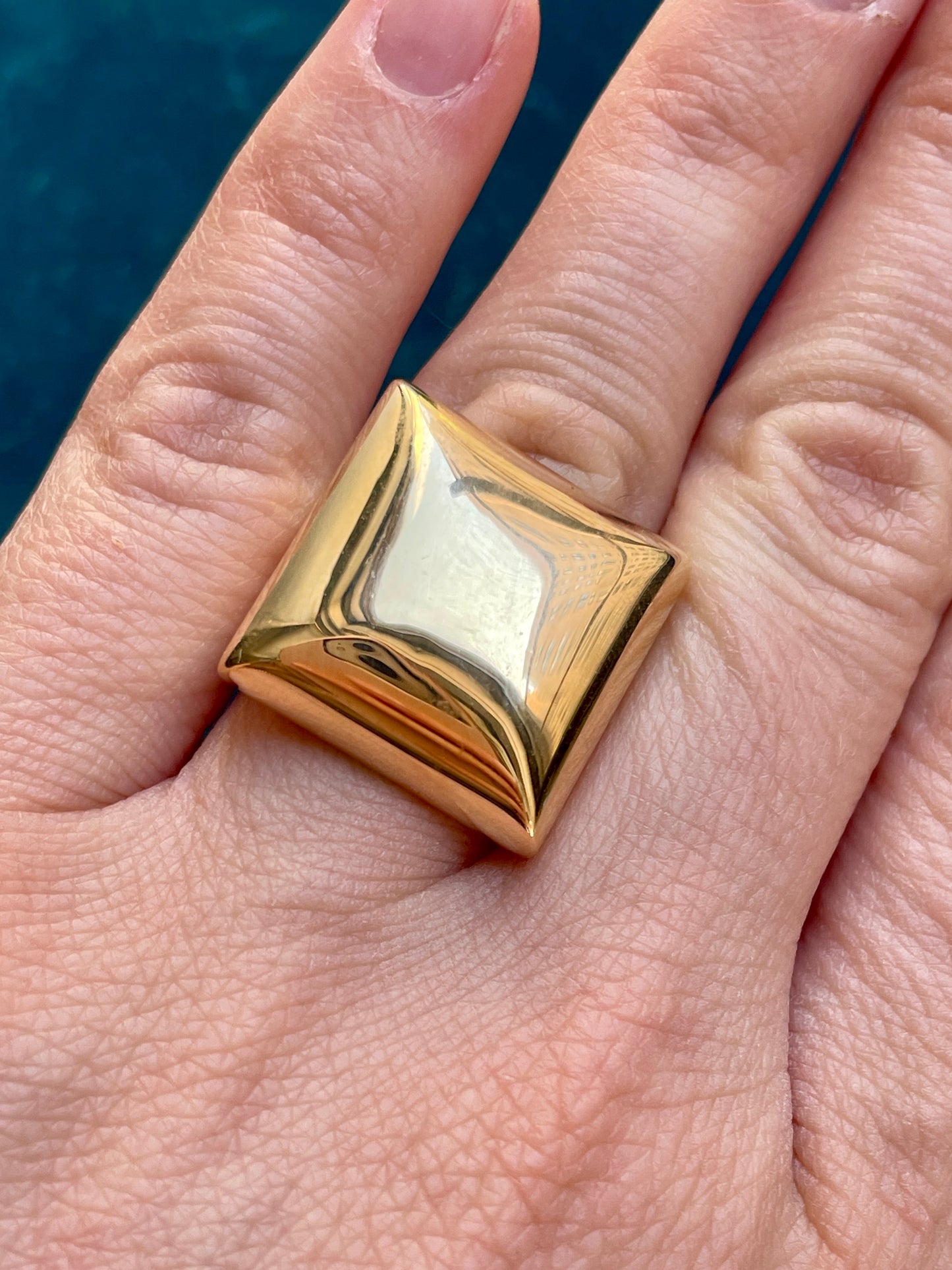 Vintage Cartier Oversized Square 18k Gold Ring