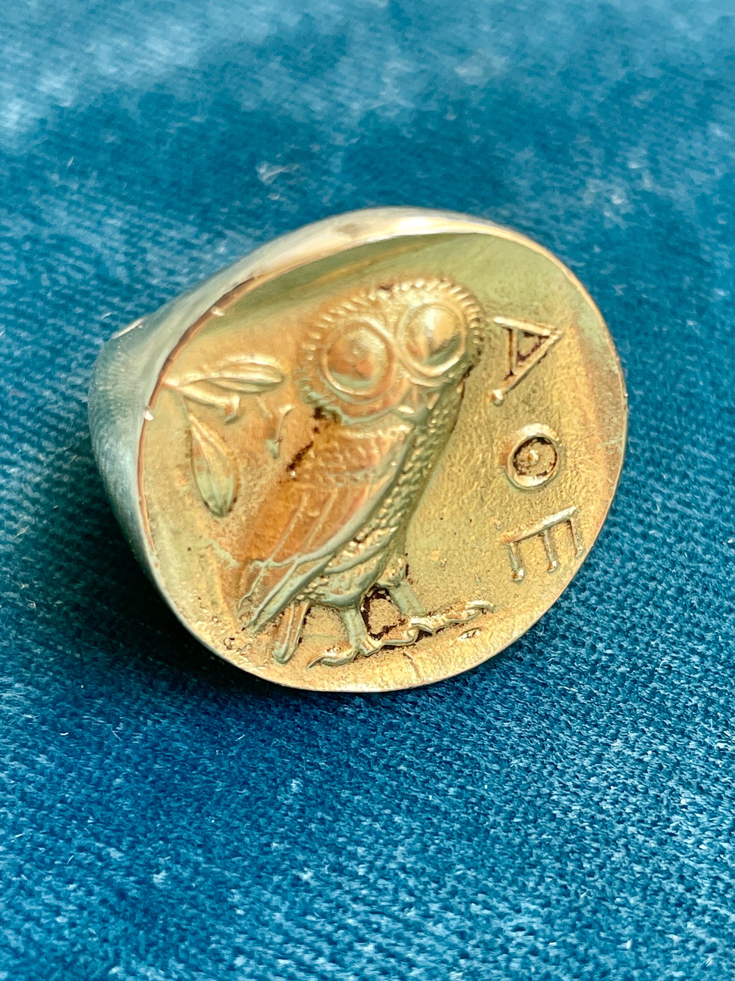 Vintage Owl 18k Gold Signet Ring
