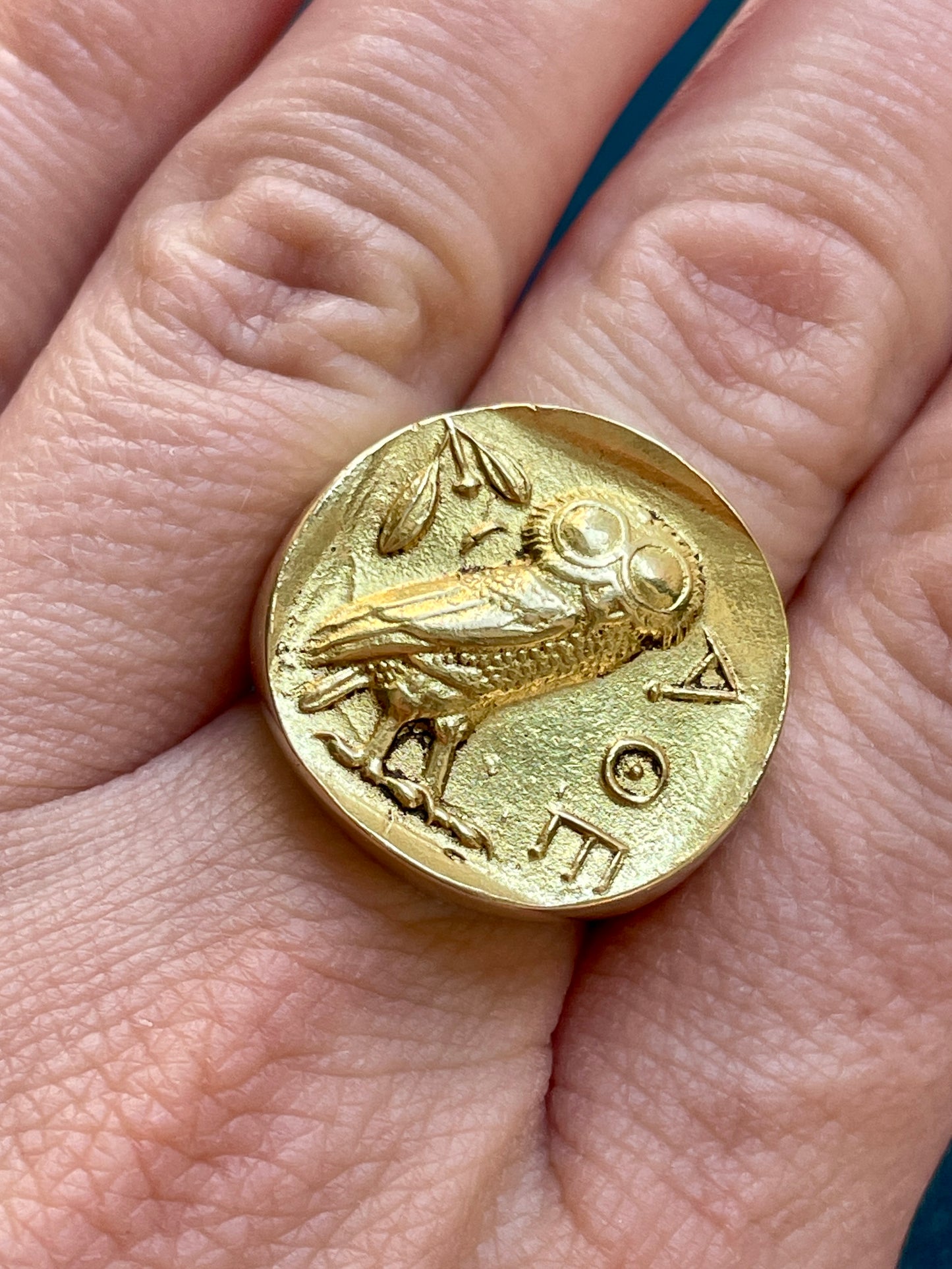 Vintage Owl 18k Gold Signet Ring