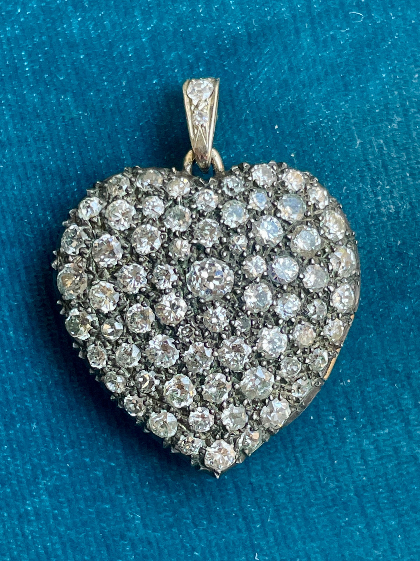 Antique Victorian Pavé Diamond Heart Locket Pendant