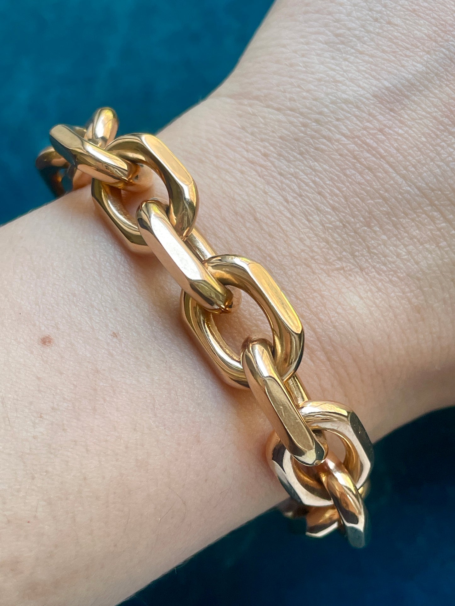Vintage Chunky Biker Link 18k Gold Bracelet