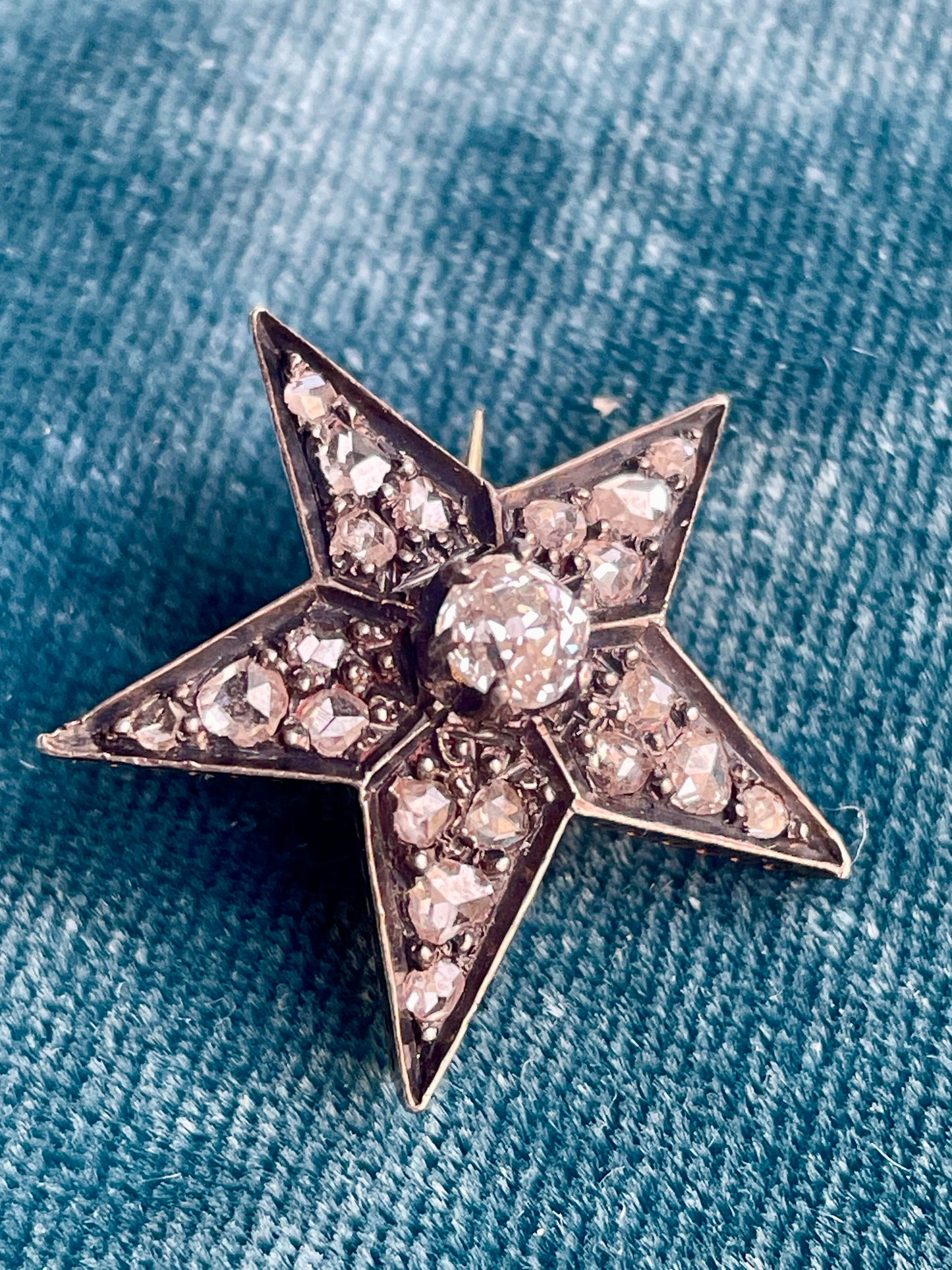 Antique Victorian Star w/ Center Diamond Brooch
