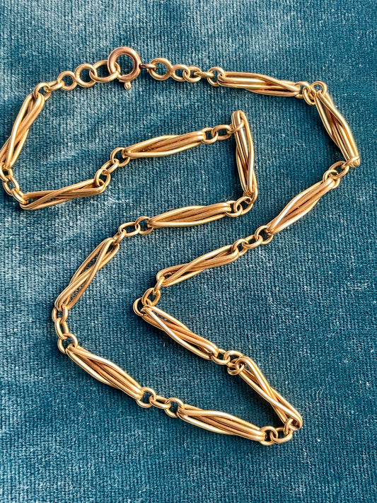 Antique Victorian Infinity Link 18k Gold 15" Watch Chain