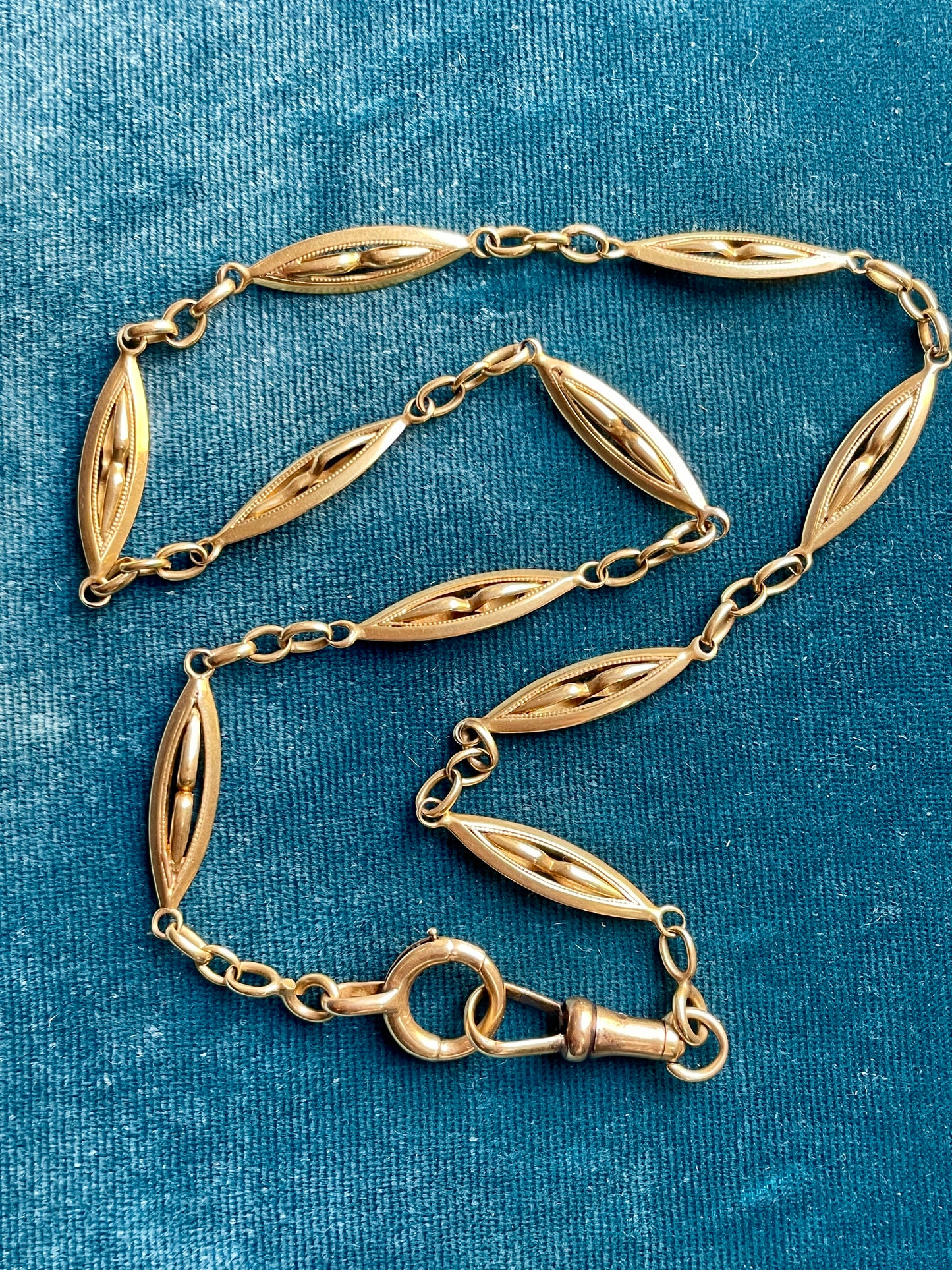 Antique Victorian Kite Link 18k Gold 16.5" Watch Chain