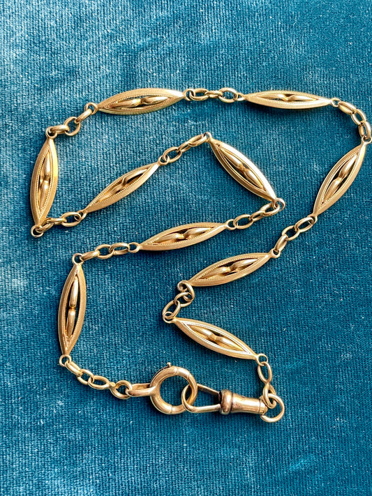 Antique Victorian Kite Link 18k Gold 16.5" Watch Chain