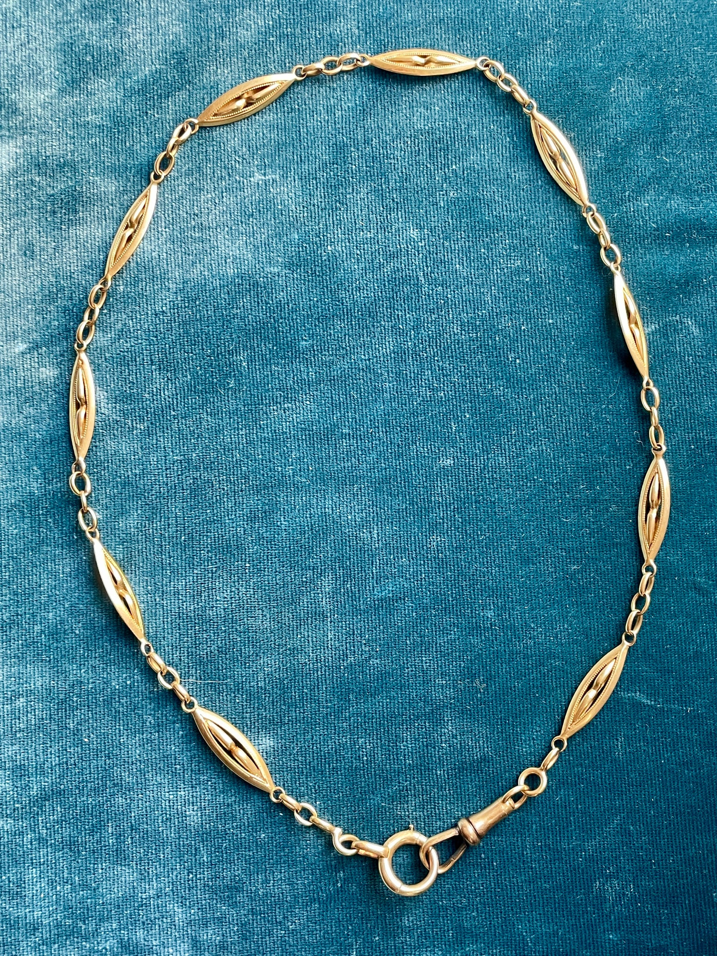Antique Victorian Kite Link 18k Gold 16.5" Watch Chain