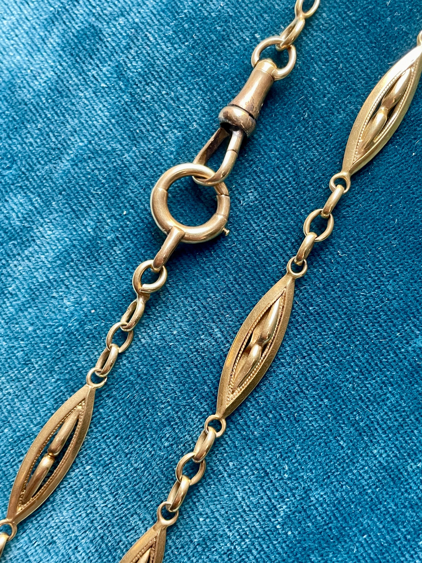 Antique Victorian Kite Link 18k Gold 16.5" Watch Chain