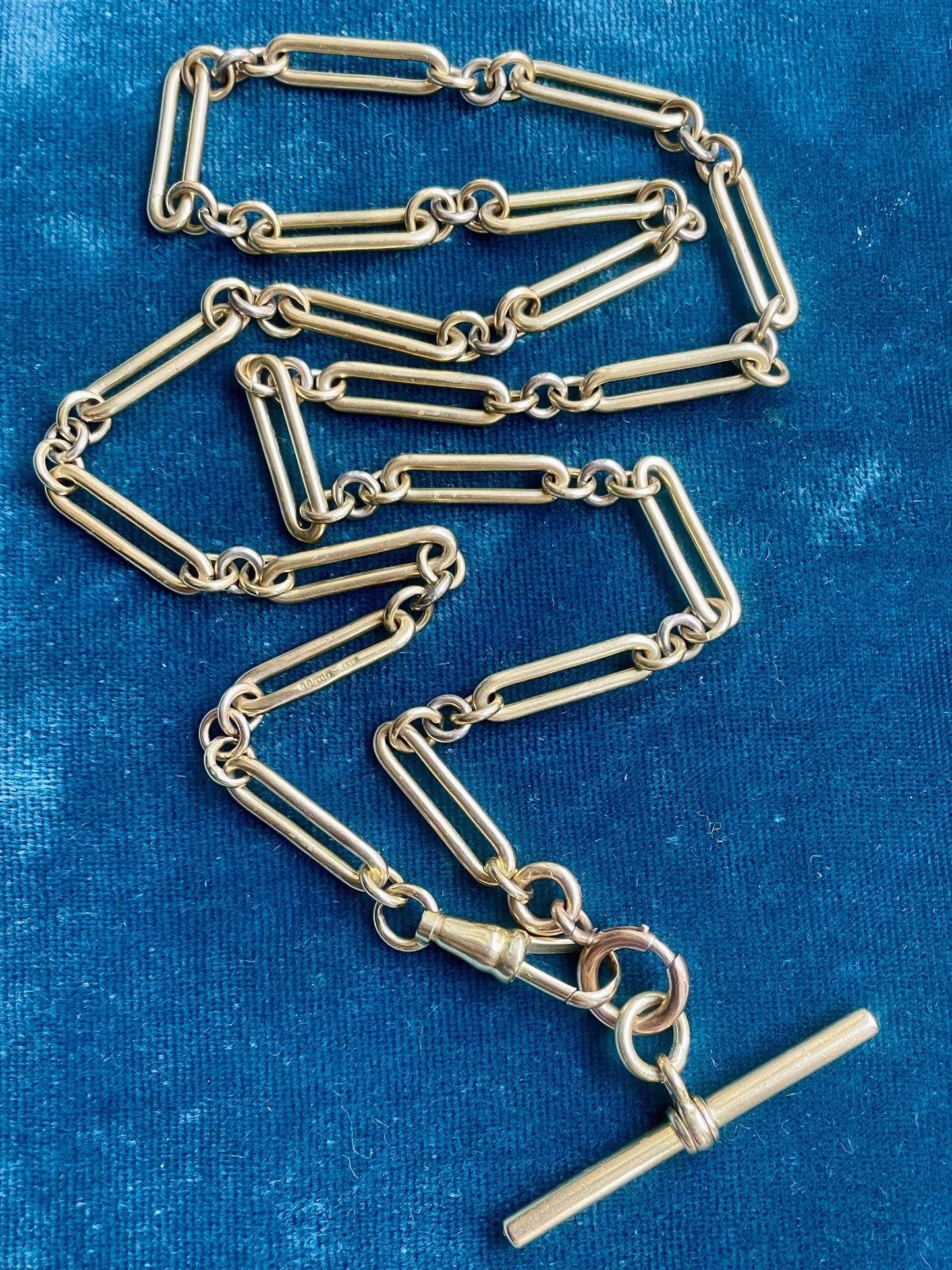Antique Mini Trombone Link 18k Gold 20.5" Watch Chain