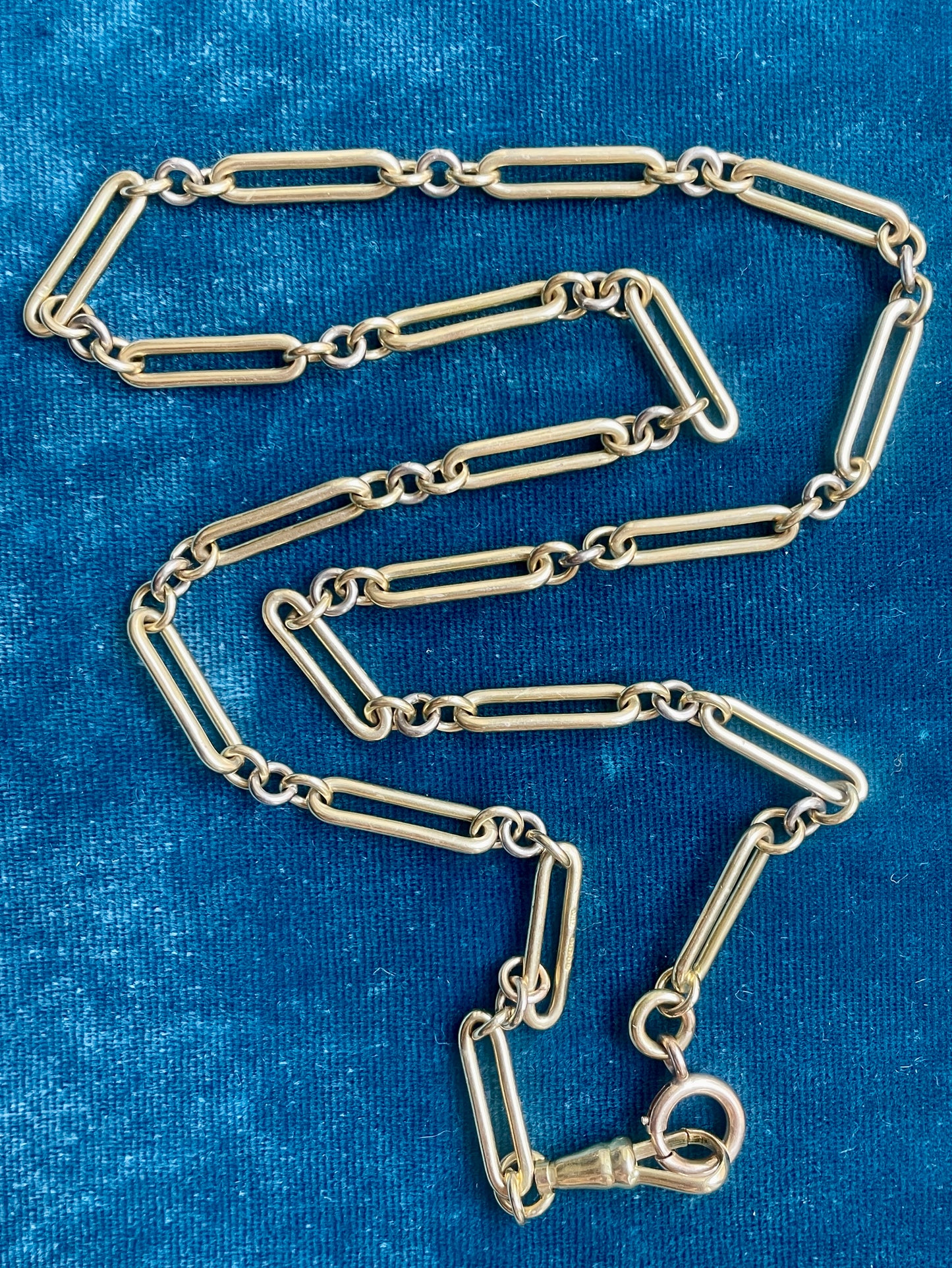 Antique Mini Trombone Link 18k Gold 20.5" Watch Chain