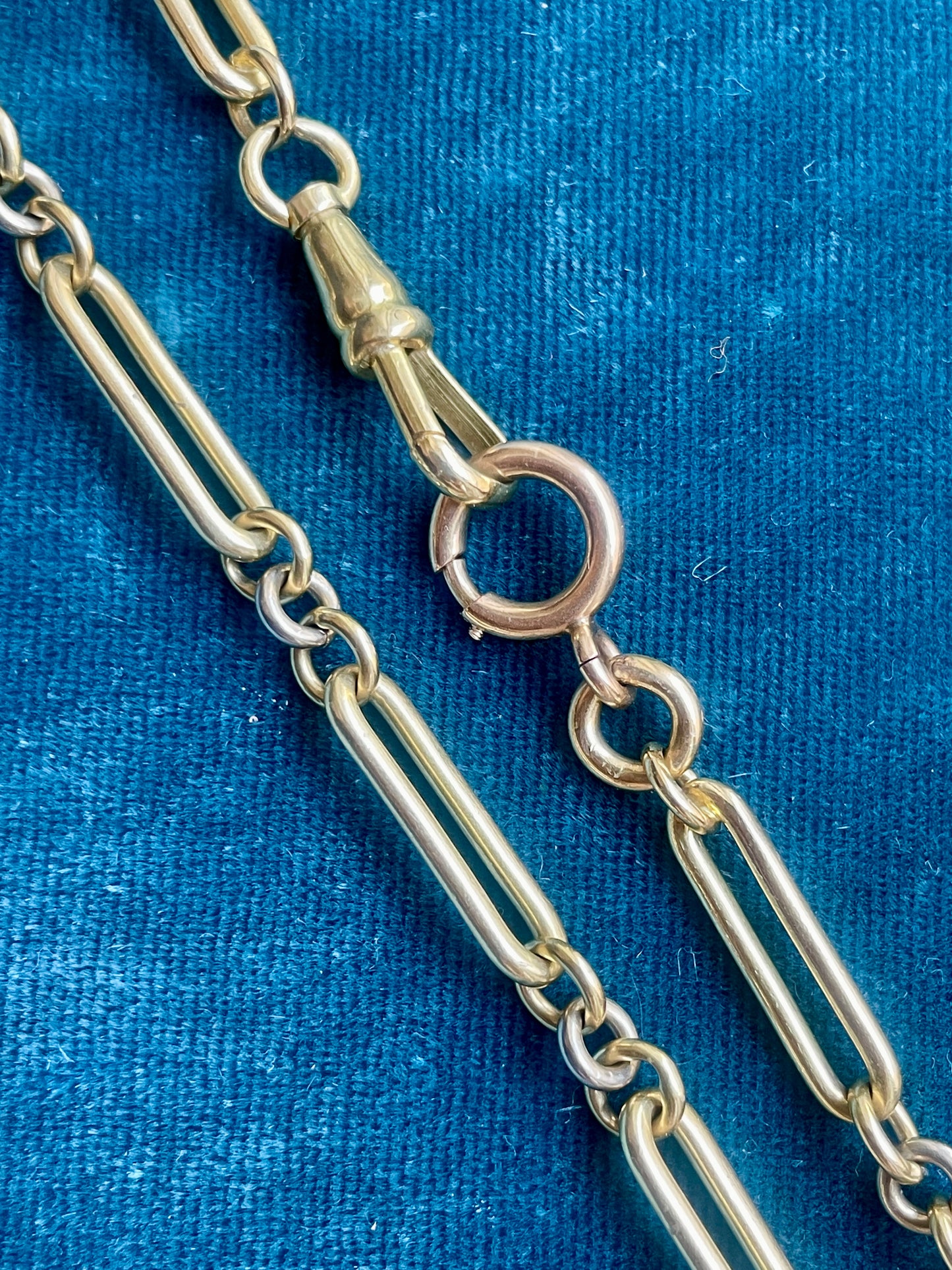 Antique Mini Trombone Link 18k Gold 20.5" Watch Chain