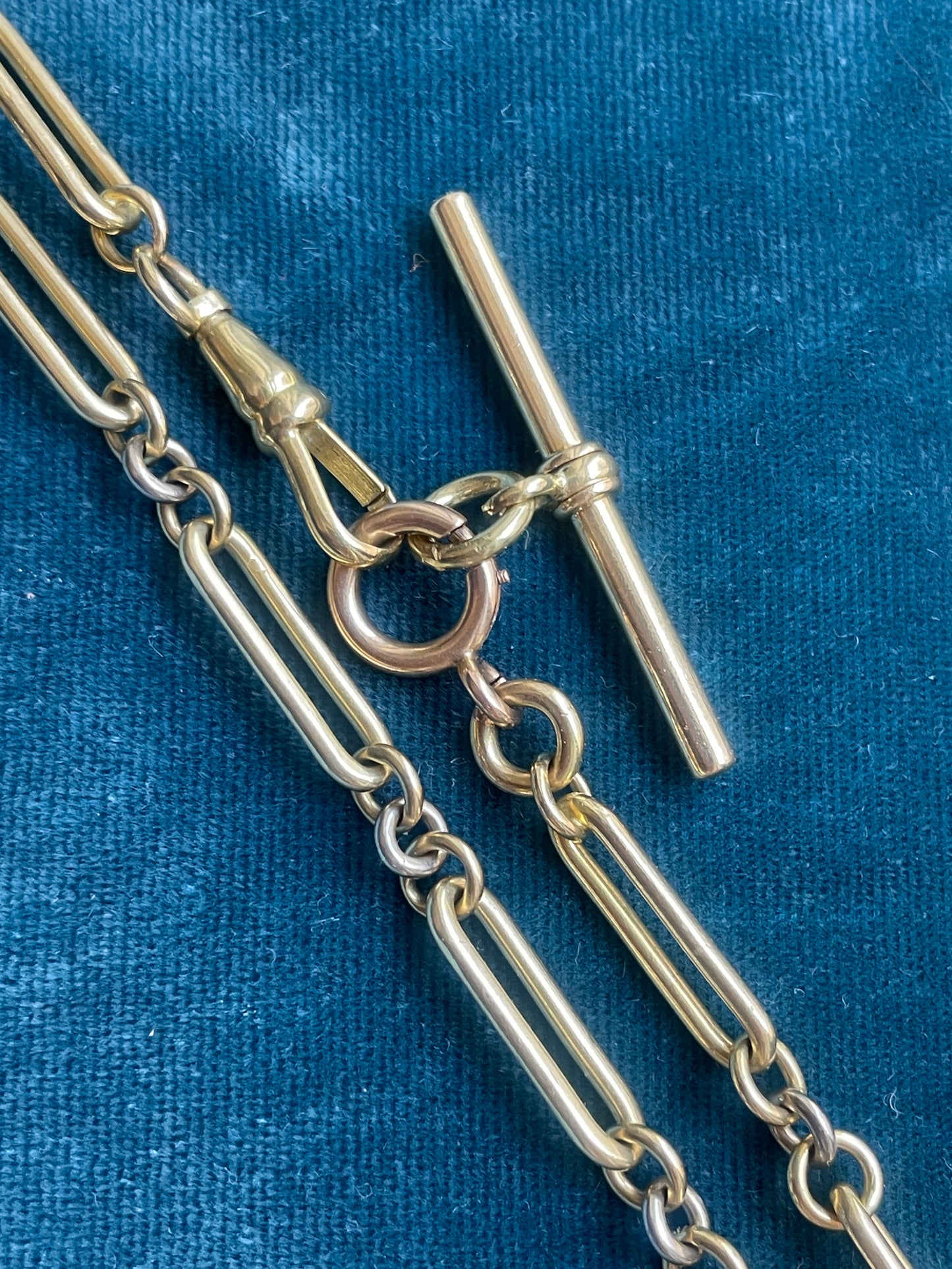 Antique Mini Trombone Link 18k Gold 20.5" Watch Chain