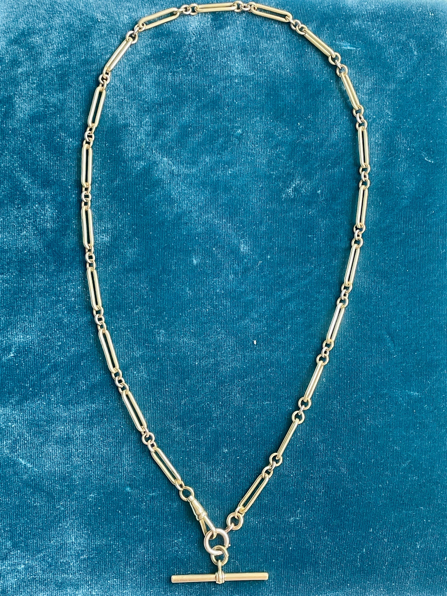 Antique Mini Trombone Link 18k Gold 20.5" Watch Chain